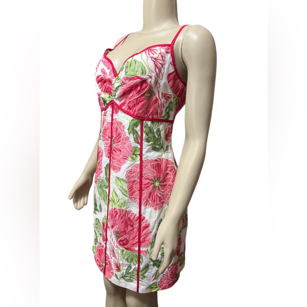 Adelyn Rae XL Fei Embroidered Floral Print V-Neck Sleeveless Sheath Mini Dress - Picture 6 of 11